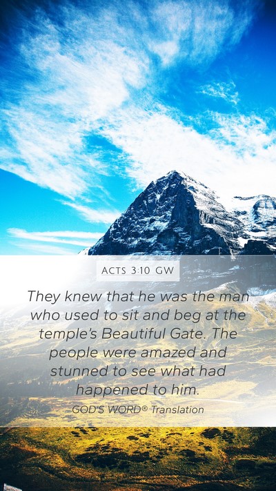 Acts 3:10 GW Bible Verse Image