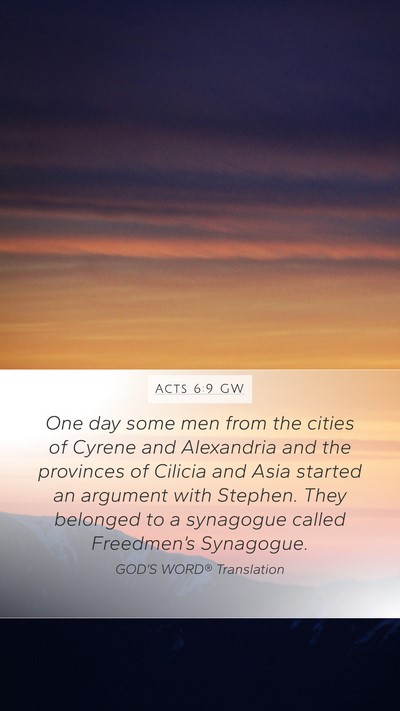 Acts 6:9 GW Bible Verse Image