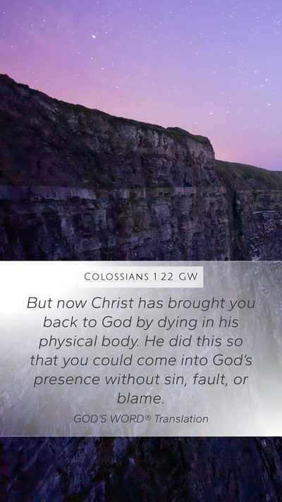 Colossians 1:22 GW Bible Verse Image