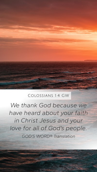 Colossians 1:4 GW Bible Verse Image