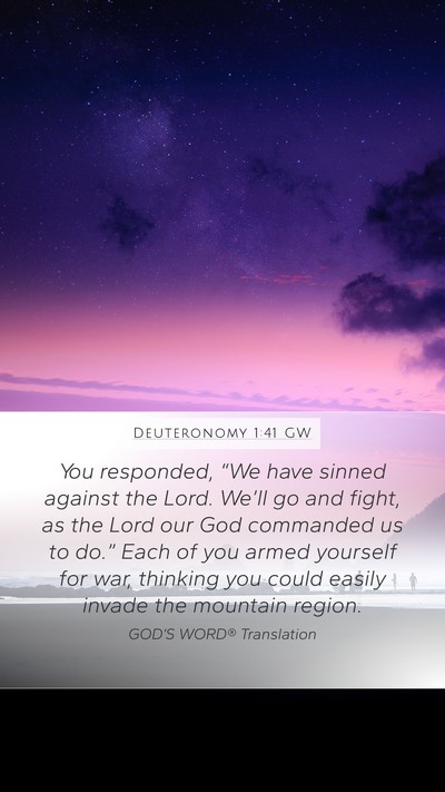 Deuteronomy 1:41 GW Bible Verse Image