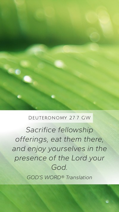 Deuteronomy 27:7 GW Mobile Phone Wallpaper - Sacrifice fellowship offerings, eat them there, - Mobile Bible Verse Wallpaper