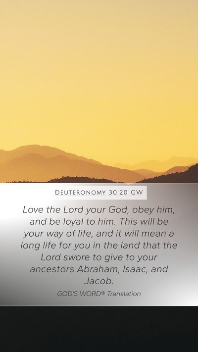 Deuteronomy 30:20 GW Bible Verse Image