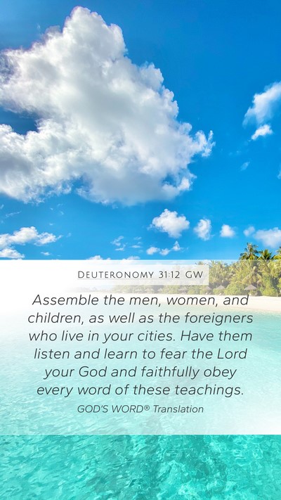 Deuteronomy 31:12 GW Bible Verse Image