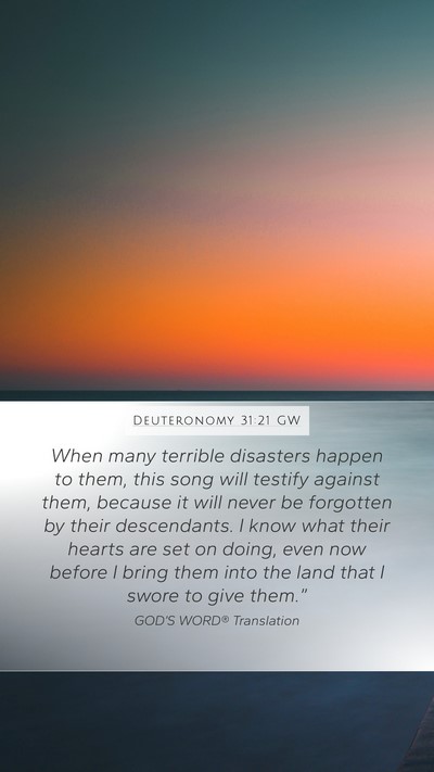 Deuteronomy 31:21 GW Bible Verse Image