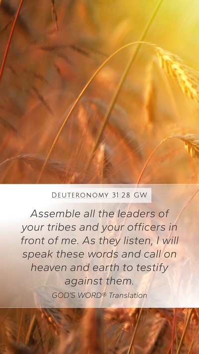 Deuteronomy 31:28 GW Bible Verse Image