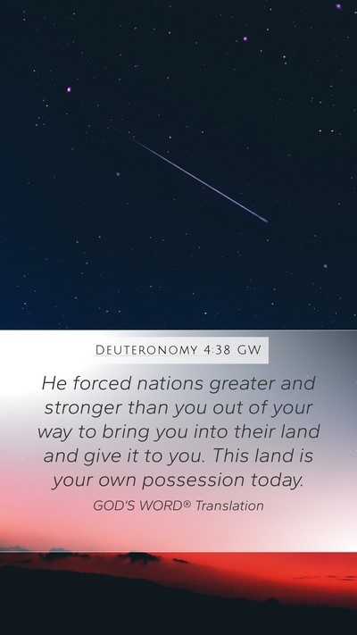 Deuteronomy 4:38 GW Bible Verse Image