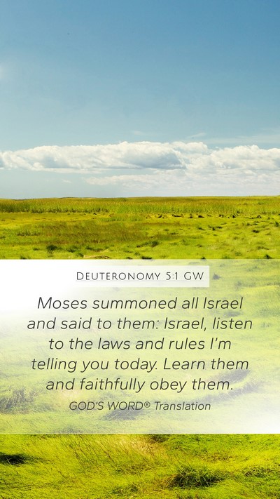 Deuteronomy 5:1 GW Bible Verse Image
