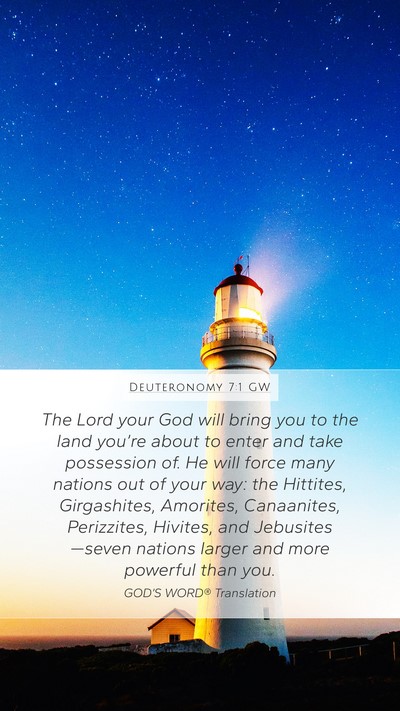 Deuteronomy 7:1 GW Bible Verse Image