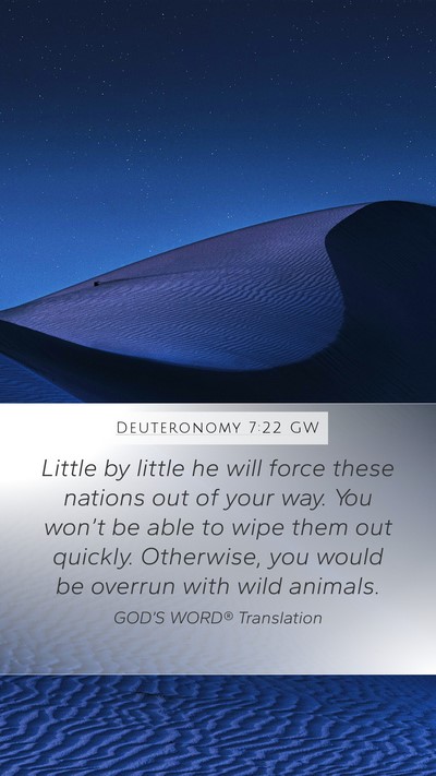 Deuteronomy 7:22 GW Mobile Phone Wallpaper - Little by little he will force these nations out - Mobile Bible Verse Wallpaper