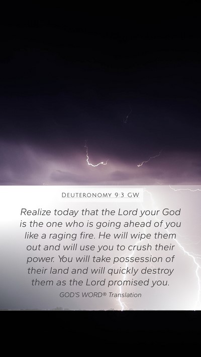 Deuteronomy 9:3 GW Bible Verse Image