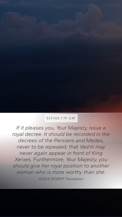 Esther 1:19 GW Bible Verse Image