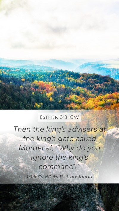 Esther 3:3 GW Mobile Phone Wallpaper - Then the king’s advisers at the king’s gate - Mobile Bible Verse Wallpaper