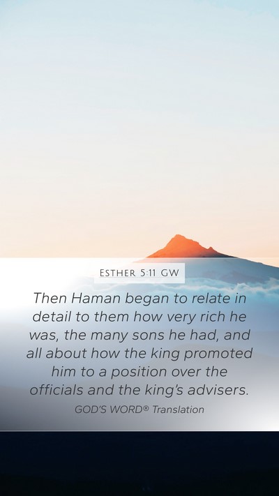 Esther 5:11 GW Bible Verse Image