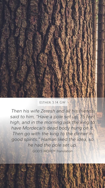 Esther 5:14 GW Bible Verse Image