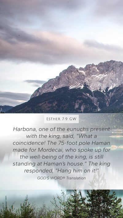 Esther 7:9 GW Bible Verse Image