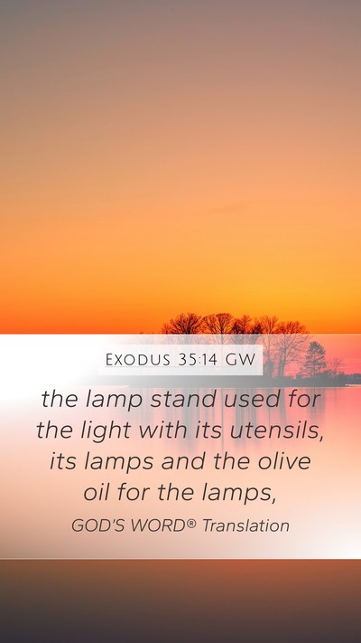 Exodus 35:14 GW Mobile Phone Wallpaper - the lamp stand used for the light with its - Mobile Bible Verse Wallpaper