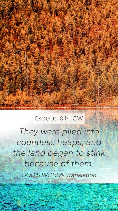 Exodus 8:14 GW Mobile Phone Wallpaper - They were piled into countless heaps, and the - Mobile Bible Verse Wallpaper