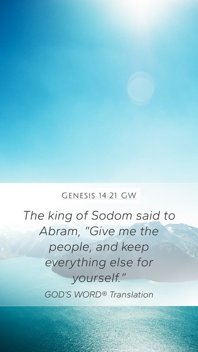 Genesis 14:21 GW Bible Verse Image