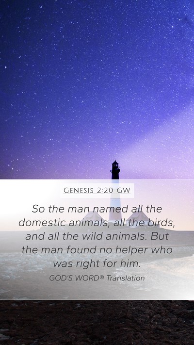 Genesis 2:20 GW Bible Verse Image