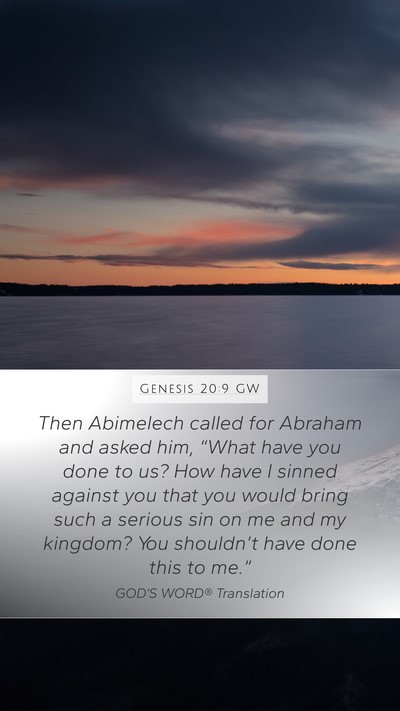 Genesis 20:9 GW Bible Verse Image