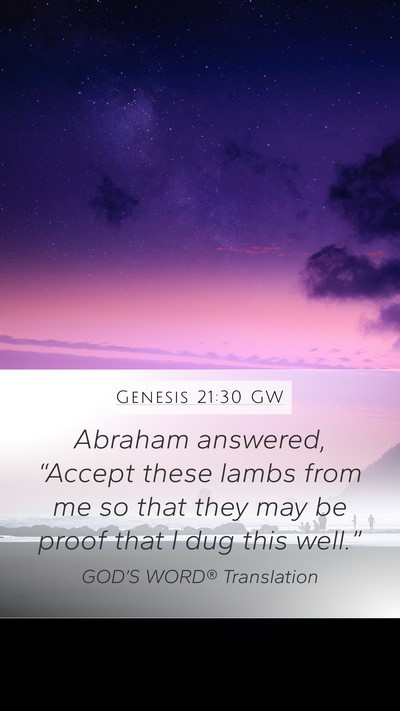 Genesis 21:30 GW Bible Verse Image