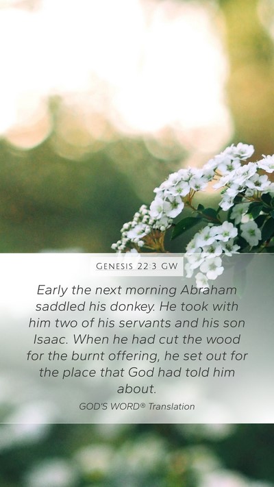 Genesis 22:3 GW Bible Verse Image