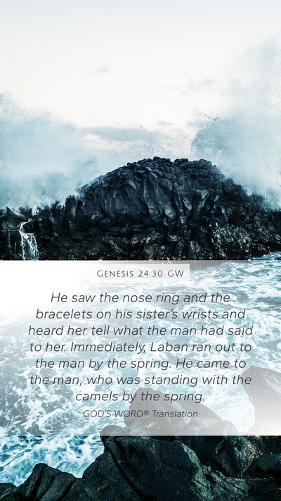Genesis 24:30 GW Mobile Phone Wallpaper - He saw the nose ring and the bracelets on his - Mobile Bible Verse Wallpaper