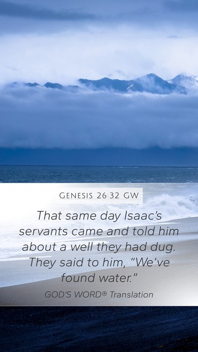 Genesis 26:32 GW Mobile Phone Wallpaper - That same day Isaac’s servants came and told - Mobile Bible Verse Wallpaper