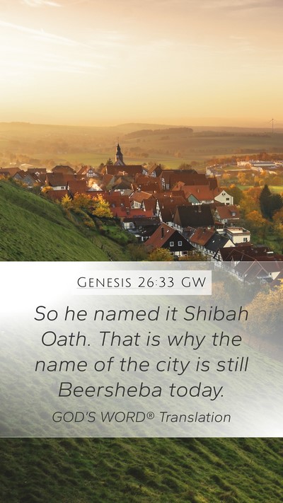 Genesis 26:33 GW Bible Verse Image