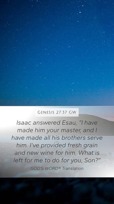 Genesis 27:37 GW Bible Verse Image