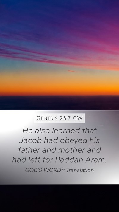 Genesis 28:7 GW Bible Verse Image