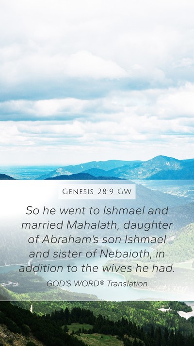 Genesis 28:9 GW Bible Verse Image