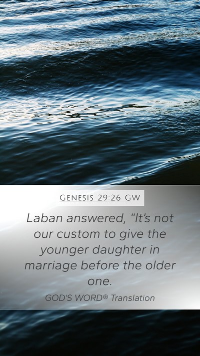Genesis 29:26 GW Bible Verse Image