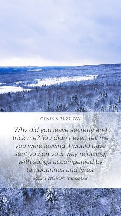 Genesis 31:27 GW Bible Verse Image