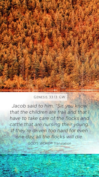 Genesis 33:13 GW Bible Verse Image