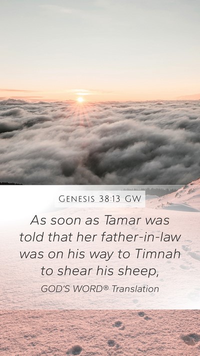 Genesis 38:13 GW Mobile Phone Wallpaper - As soon as Tamar was told that her father-in-law - Mobile Bible Verse Wallpaper