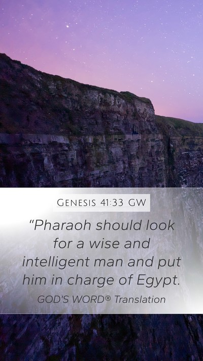 Genesis 41:33 GW Bible Verse Image