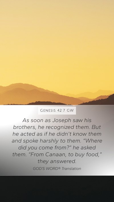 Genesis 42:7 GW Bible Verse Image