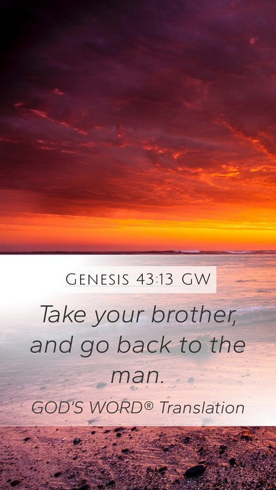 Genesis 43:13 GW Mobile Phone Wallpaper - Take your brother, and go back to the - Mobile Bible Verse Wallpaper