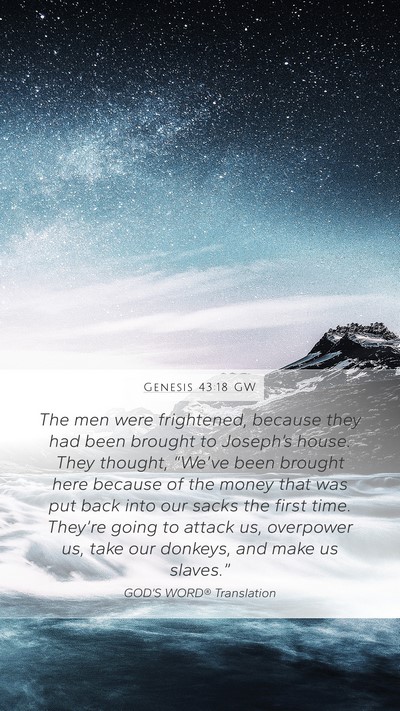 Genesis 43:18 GW Bible Verse Image