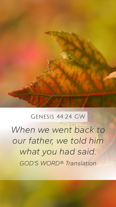 Genesis 44:24 GW Mobile Phone Wallpaper - When we went back to our father, we told him what - Mobile Bible Verse Wallpaper
