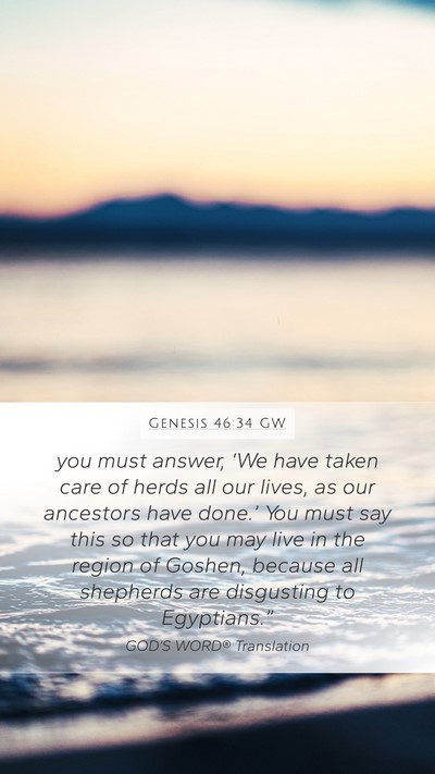 Genesis 46:34 GW Bible Verse Image