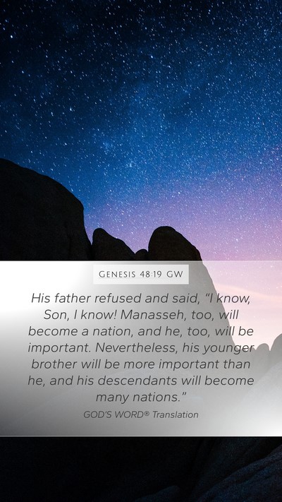 Genesis 48:19 GW Bible Verse Image