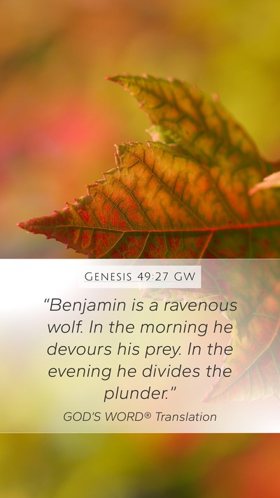 Genesis 49:27 GW Bible Verse Image