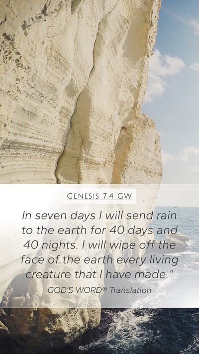 Genesis 7:4 GW Bible Verse Image