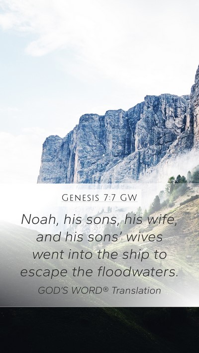 Genesis 7:7 GW Bible Verse Image