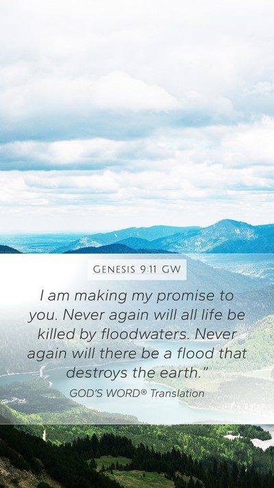 Genesis 9:11 GW Bible Verse Image