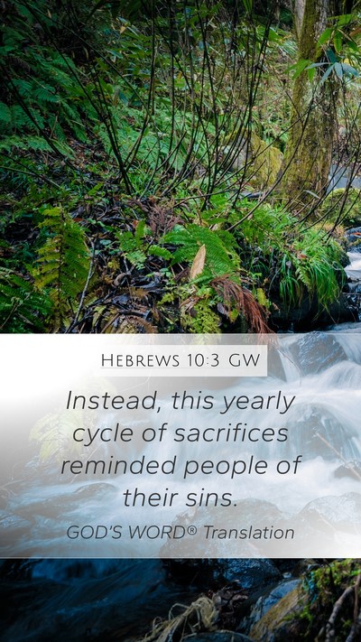 Hebrews 10:3 GW Bible Verse Image