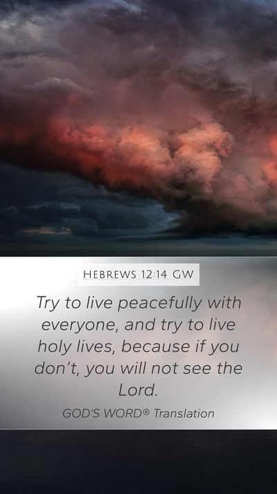Hebrews 12:14 GW Bible Verse Image